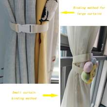 1pc Valentine's Day Adorable Cartoon Window Curtain Tie Back Tassels,3D Stuffed Doll Sheer Drape Holder, Bedroom Simple Binding Rope, Panda/Sunflower/Smiling Face/Cloud Shape Curtain Tie Backs