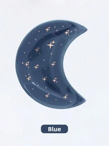 Keramik Halbmond Aufbewahrungsschale mit goldenem Anhänger Halskette, elegante Dekoration, perfekt für Schreibtisch oder Frisiertisch Präsentation, Geschenk für die Freundin