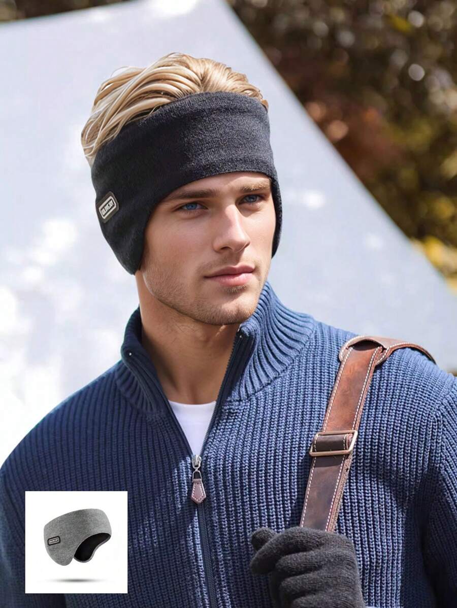 1 pieza Orejeras de invierno para hombre, diadema deportiva y a prueba de viento de doble capa para mantener el calor para actividades al aire libre