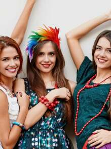 1pc Carnival Creative Feather Headband Colorful Bride Feather Bowler Hat PROM Photo R Hair Accessories Mardi Gras - Color - View 4