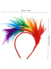 1pc Carnival Creative Feather Headband Colorful Bride Feather Bowler Hat PROM Photo R Hair Accessories Mardi Gras - Color - View 2