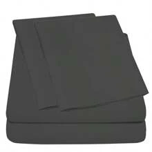 Juego de sábanas de bambú de 4 piezas en tamaño cama doble, de lujo y extra suaves - Gris oscuro - Ver 3