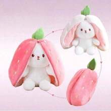 1 pieza Muñeca de peluche de conejo con fresa que se transforma en un conejito de peluche - regalo de cumpleaños, regalo del día del amor y la amistad, cojín - Multicolor - Ver 6