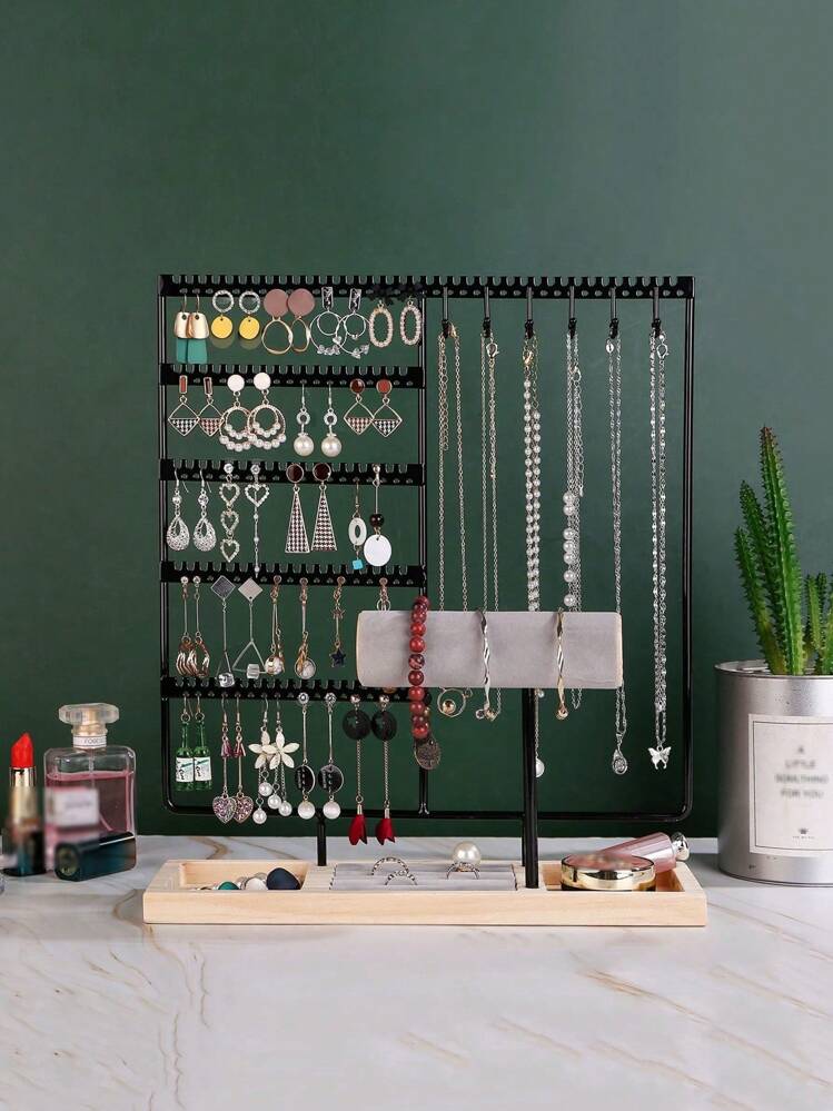 1 件木制可拆卸桌面/柜台耳环展示架，珠宝项链收纳架，适合女性的礼物，适合阳光旅行，凉爽返校 - 彩色 - 查看 11