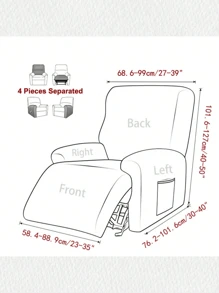 1set(4pcs) Split Jacquard Recliner Cover Solid Color Elastic Single Sofa Covers Stretch Spandex Armchair Case Slipcovers For Living Room Bedroom