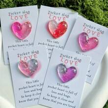 5 Stücke Spezielle Liebes-Taschenkarten mit Umarmung, Mini Herz-förmige Thoughtful Karten als Geschenk für Valentinstag, Neujahr, Geburtstag, Hochzeit, Party, Schulstart, Abschluss Dekorationen - Verschiedenfarbig - Übersicht 1