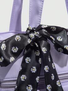 Multi-Pocket Solid Color Large Capacity Tote Bag, Simple And Lightweight, Fits Laptop , Purple - Purple - View 7