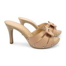 Tchocco Thin Heel Clog With Bow And Rhinestones - đồ cổ - Xem 5