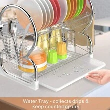 Zwei Ebenen Abtropfgestell Silber, Schüsseln Schalen Teller