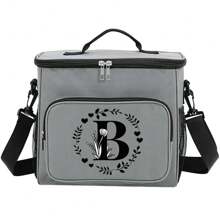 1pc Lunch Bag Multi-Pocket Insulated Lunch Box School Lunch Box With Adjustable Shoulder Strap Waterproof Thermal Boxes 26 Letter A To Z Pattern Container Insulated Lunch Bags For Office, Work, School - Grey - View 30