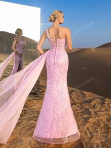 Faeriesty Haute Glamour Gorgeous Asymmetric Neckline Floral Sequins Beaded Formal Dresses & Evening Gowns