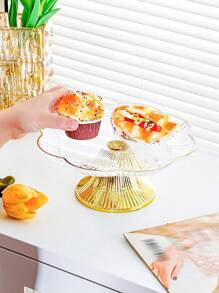 1pc Gold Edge Tray, Snack & Jewelry Storage Box, Dessert Display Stand, Elegant Cake Stand, Living Room Home Decor - Mother's Day Party, Spring Graduation School Season Decoration