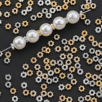 200 颗雪花隔珠双面圆珠雪花隔珠 CCB 珠环隔珠 DIY 珠宝配件