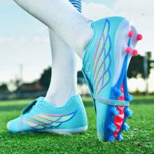 全新男式无缝草皮足球鞋，防滑 AG 钉鞋，透气比赛训练鞋，成人户外专业足球鞋，经典黑色皮革轻质草地足球鞋 - 月色 - 查看 5