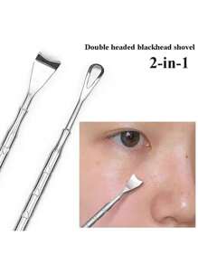 1pc Double Head Acne Needle Blackhead Acne Acne Needle Set Stainless Steel Double Head Acne Cleaning Tool - Silver - View 2