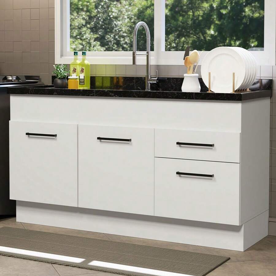 Gabinete Bajo Cocina Madesa Agata 150cm Sin Encimera Blanco 01 - Blanco - Ver 1