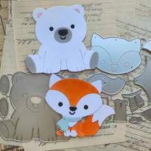 1PC Winter Animal Metal Cutting Dies, New Arrival Die Cuts, Embossing Stencils For DIY Crafting Scrapbooking Supplies, Template Mould, Photo Album Decorative Paper Die Cuts For Card Making, DIY Craft - Silver - View 2