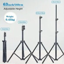 1pc Photography Fill Light, LED Diffused Lighting For Selfie, Live Stream, Adjustable 63" Tripod & Clip Holder Suitable For Photography, Video Recording, Live Streaming, Zoom Meeting, With Stand Selfie Light