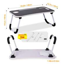 Laptop Bed Desk, Portable Foldable Laptop Table With USB Charging Port, Cup Holder & Storage Drawer, Lap Desk Tray For Bed, Sofa & Floor, Writing, Reading, Or Eating - Black - View 3