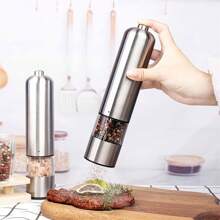 1/2pcs Electric Salt And Pepper Grinder Kit, Automatic One Handed Stainless Steel Grinder With Light And Adjustable Thickness, Battery Powered, Best Thanksgiving And Christmas Kitchen Gift, Practical Kitchen Tool - Multicolor - View 4