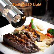1/2pcs Electric Salt And Pepper Grinder Kit, Automatic One Handed Stainless Steel Grinder With Light And Adjustable Thickness, Battery Powered, Best Thanksgiving And Christmas Kitchen Gift, Practical Kitchen Tool - Multicolor - View 8