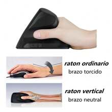 ANTSAY Mouse Inalámbrico Ergonómico Recargable, 2.4Ghz Mouse Vertical Óptico con 5 Botones, Ratón Óptico Inalámbrico con Receptor USB, Ratón Vertical Inalámbrico Compatible con Windows - Negro - Ver 5