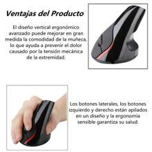 ANTSAY Mouse Inalámbrico Ergonómico Recargable, 2.4Ghz Mouse Vertical Óptico con 5 Botones, Ratón Óptico Inalámbrico con Receptor USB, Ratón Vertical Inalámbrico Compatible con Windows - Negro - Ver 4