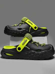 Men's Fashion Lace Up Slide Sandals, Non-Slip Quick Dry Slip On Sandals, Suitable For Indoor/Outdoor Walking, Men Beach Lace Up Slide Sandals (Recommend Ordering One Size Up For Wide, Long Or High Instep Feet) - Black - View 5