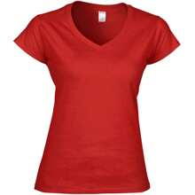 Gildan Ladies Soft Style Short Sleeve VNeck TShirt (Red) - 100% Cotton - Red - View 1
