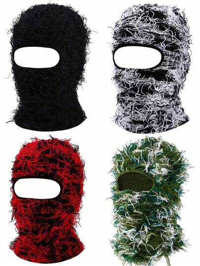 1pc Distressed Balaclava Ski Mask For Men And Women - Knitted Balaclava Distressed Windproof Shiesty Full Face Mask Cold Weather Windproof Mask