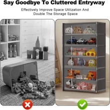 1pc Children's Toy Storage Cabinet, Floor Household Storage Rack, Dustproof Storage Cabinet, Large Capacity Wall Storage Cabinet - Black - View 10