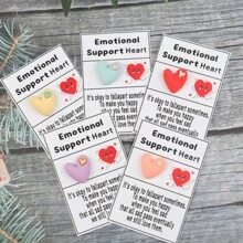 10 Stück bunte Harz-Herzgrußkarten mit emotionaler Unterstützung - süßes Liebesgeständnis Geschenk, mit kleiner Tasche zum Halten eines Geschenks als perfektes Valentinstags-Geschenk, witzig, Grußkarte, Valentinstag, Hochzeit