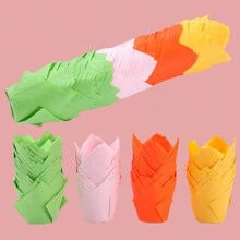LIFETALK Solid Tulip Paper Muffin Cake Baking Cups
