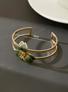1 件甜美可爱的花朵装饰树脂手链，女士海滩珠宝情人节 - 綠色 - 查看 5