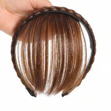 合成耐热黑色头带接发刘海假发自然假发一片式刘海女士假发圣诞节节日假发 - 彩色 - 查看 12