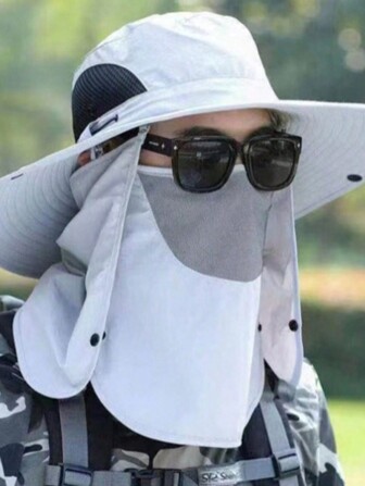 1 件装男士渔夫帽，户外防紫外线可折叠太阳帽，透气网眼渔夫帽