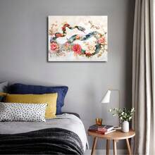 1pc Framed Canvas Wall Art Floral Snake Canvas Prints Picture Bedroom Home Office Modern Poster Canvas Wall Art For Room Decor Aesthetic Wall Decor Ready To Hang