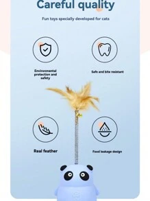 Pet Interactive Puzzle Toy - Wobble Feeder Ball & Feather Teaser Combo, 2-In-1 Entertainment & Enrichment For Cats - Multicolor - View 6