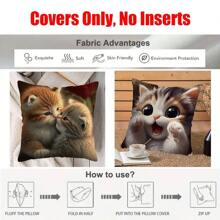 MEMNUN 1pc, Chic Cute Adorable Big-Eyed Cat Pattern Pillowcase 17.7x17.7inches - Soft, Cozy And Cuddly Home Decor Accent - Animal Theme Couple Lovers Pillow Cover For Bedroom, Holiday Decoration, And Architectural Collectible Accessory (Pillow Core Not Included) Gifts Birthday Graduation