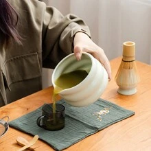 Set de té matcha de 4/5 piezas, tazón verde claro, juego de batidor de matcha, tazón de cerámica con vertedor para comenzar con el té matcha tradicional, para el hogar, restaurante, salón de té, fiesta de té, accesorios de té, de vuelta a la escuela
