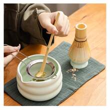 Set de té matcha de 4/5 piezas, tazón verde claro, juego de batidor de matcha, tazón de cerámica con vertedor para comenzar con el té matcha tradicional, para el hogar, restaurante, salón de té, fiesta de té, accesorios de té, de vuelta a la escuela