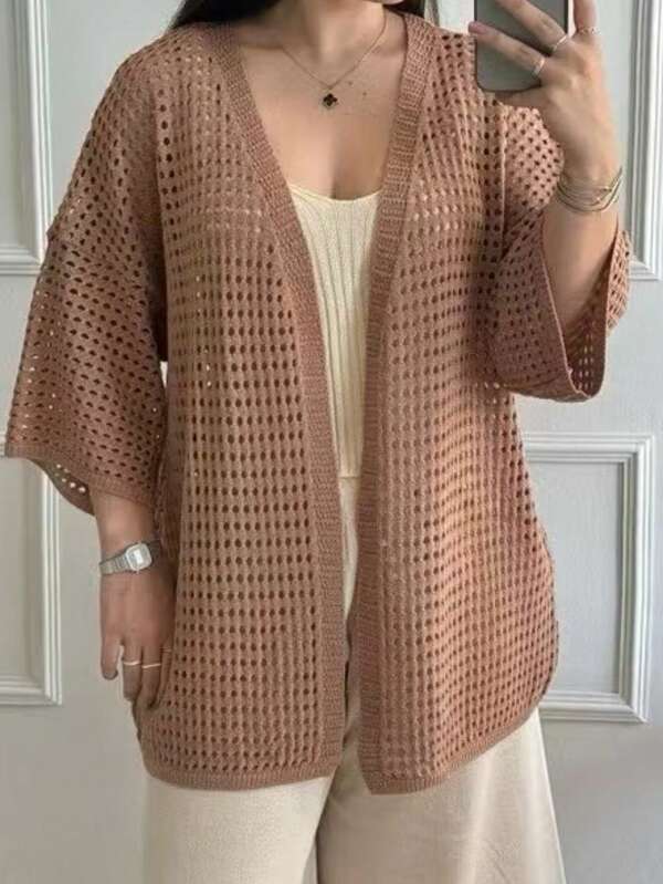 Kimono Feminino Verão Modal Efeito Croche Praia