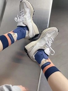 5 Pairs Of Men's And Women's Socks Four Seasons Multi-Color Cartoon French Classical Oil Painting Mona Lisa Retro Artistic Style Personalized Funny Fashion Daily Casual Tube Socks
