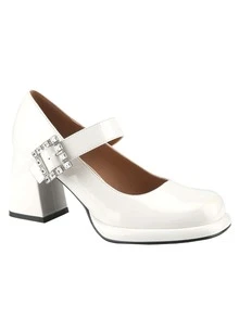 Women's Platform Closed Square Toe Mary Jane Pumps Ankle Strap Block Chunky Heel Office Party Dress Shoes