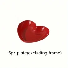 1/6pcs Plastic Heart Shaped Dinner Plate Set - Red Heart Themed Fruit, Snacks & Candy Plate, Suitable For Kitchen, Dormitory, Wedding And Other Occasions,School Supplies