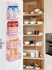 Estantería colgante de pared de 4 niveles con patrón de cerezos rosas, gran capacidad con ventana transparente, adecuada para habitación, baño, armario, dormitorio, dormitorio, puede almacenar pañales, juguetes - Amor cereza-rosa - Ver 2