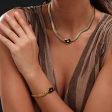 S SHOPBOHO 1pc Vintage Boho Jewelry Chunky Snake Chain Link With Shell Stone Charm Bracelet For Women