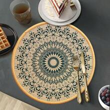 Bohemian Printed Absorbent Linen Coaster, Decoration And Placemat For Home, Office, Or Outdoor Gathering - Multicolor 4PCS/set - View 5