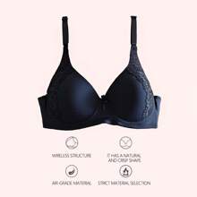 6Pack Of Color 3Roe Button Comfortable Women's Fashion Underwire Bra Sexy Embossed Lace Lingerie (07) - 彩色 - 查看 10