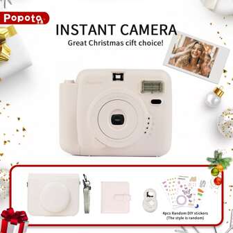 popoto Popoto Instant Camera Set 6In1 Photo Camera For Instant Mini Twin Pack Films Gift/Birthday/Girlfriend/Outdoor/Party/Wedding (Not Include Batteries And Films)